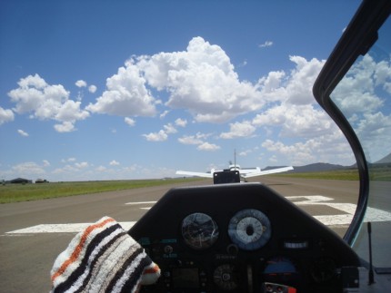 Foto vanuit de cockpit van de D_KRTS