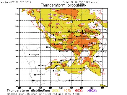 Meteokaartje voor ZuidAfrika