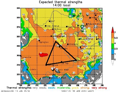 Meteokaartje thermiekverdeling