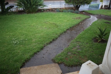 Tuin tijdens wolkbreuk