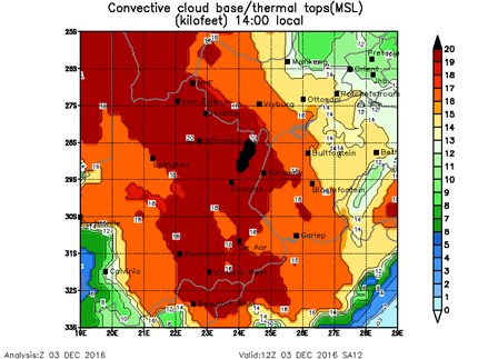 Meteokaartje convectiehoogte